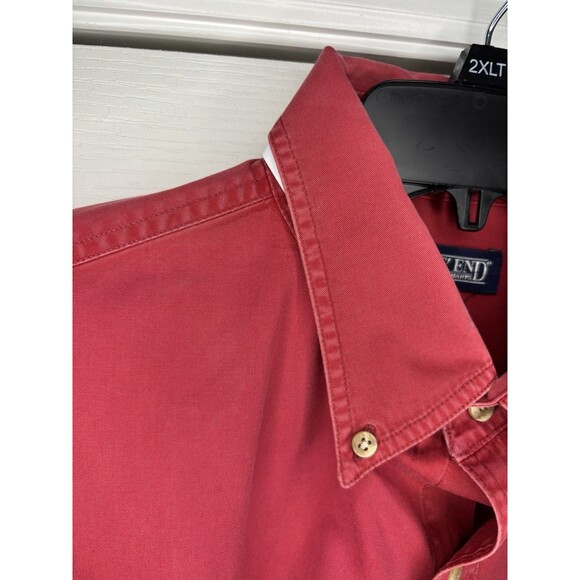 VINTAGE Lands End Shirt Mens Large 16-16.5 Faded Barn Red Long Sleeve Button - Picture 4 of 10